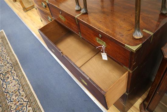 A military Victorian mahogany chest (no feet) W.96cm